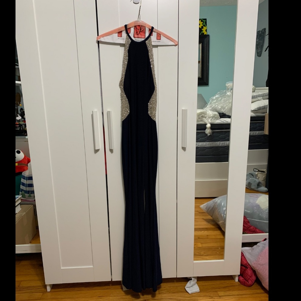 Blue and Gold Evening Dress